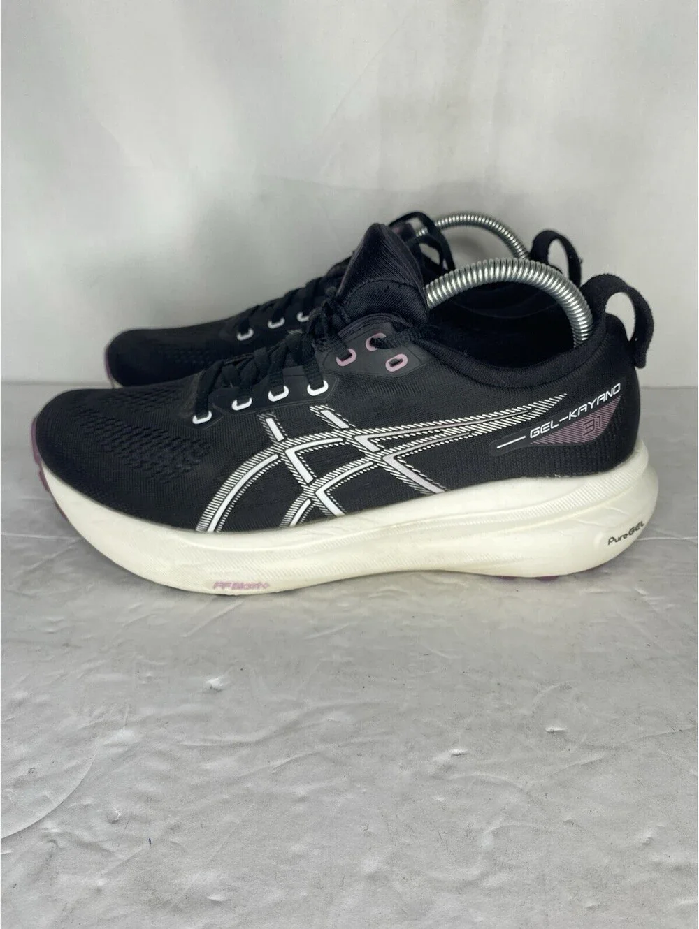 ASICS Gel-Kayano 31 Shoes Womens Size 9 Black Purple Running Sneakers